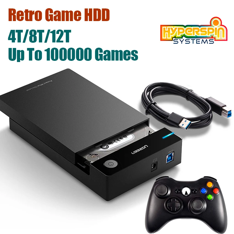 4T/8T/12TB Hyperspin HDD External Retro Game Hard Drive Disk For PC With 100,000+ Games For PS