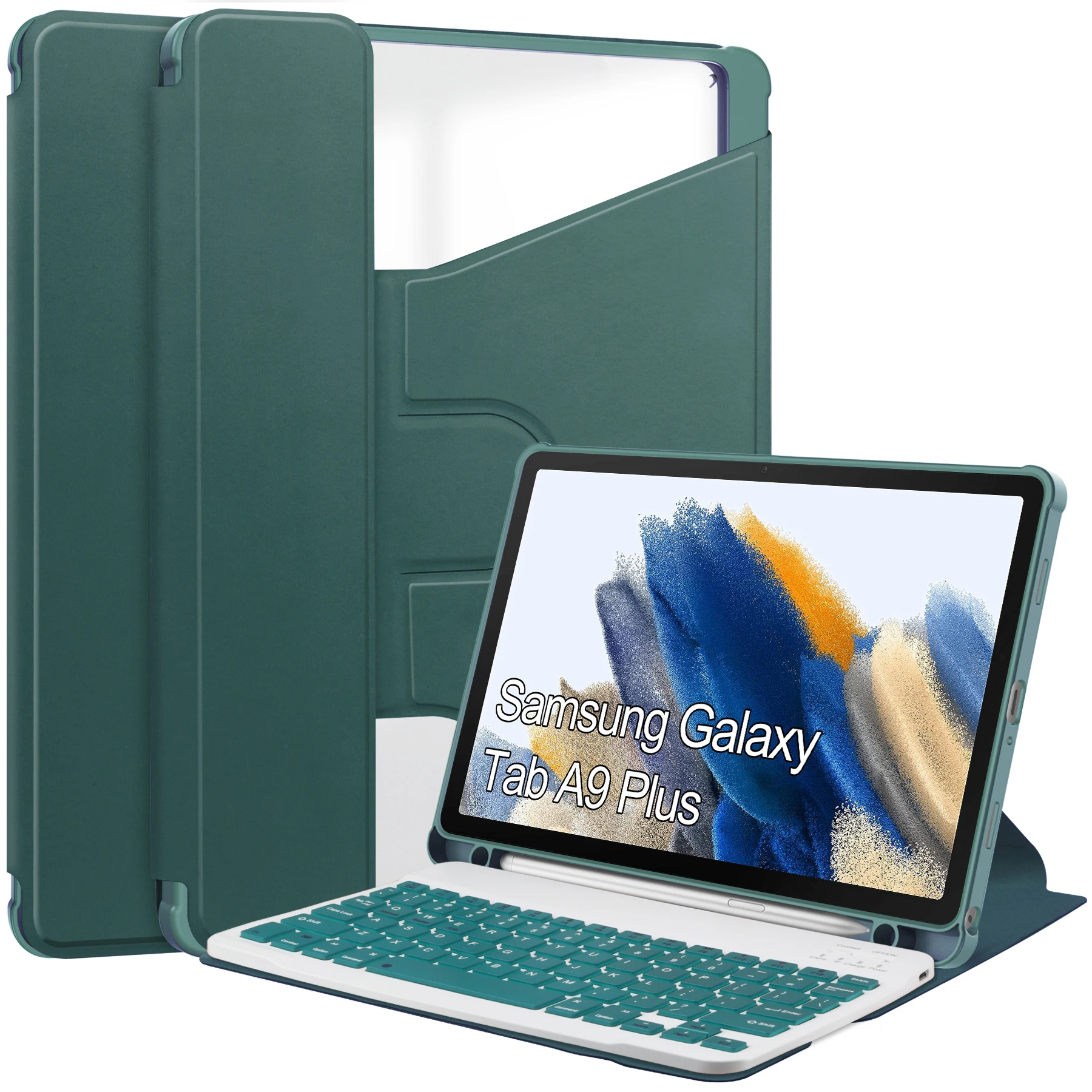 

Чехол для Samsung Galaxy Tab A9 Plus SM-X216 SM-X210 женский планшет прозрачный кожаный чехол с вращающейся клавиатурой на 360 °