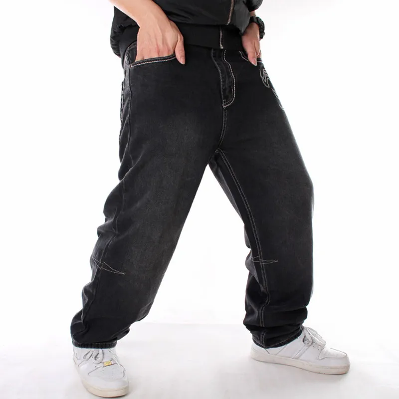 Hip Hop Skateboard Men black Loose fitting Denim pants Y2k Men's jeans summer Plus size