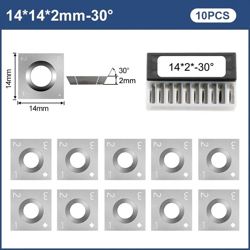 Hampton 10 stücke Hartmetall Einsätze Cutter 14x14x2mm 30 Grad 4-Rand Platz Runde Kante klingen Für Holz Drehen Werkzeug – Detail 3