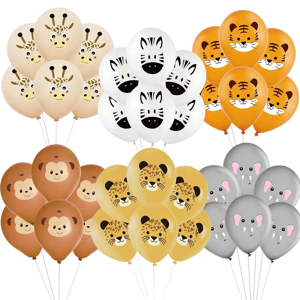 5 Stück Dschungeltier-Luftballons Löwen Tiger Giraffen Safari-Tier Latex-Ballons für Geburtstag Babyparty Hochzeit Partydekoration