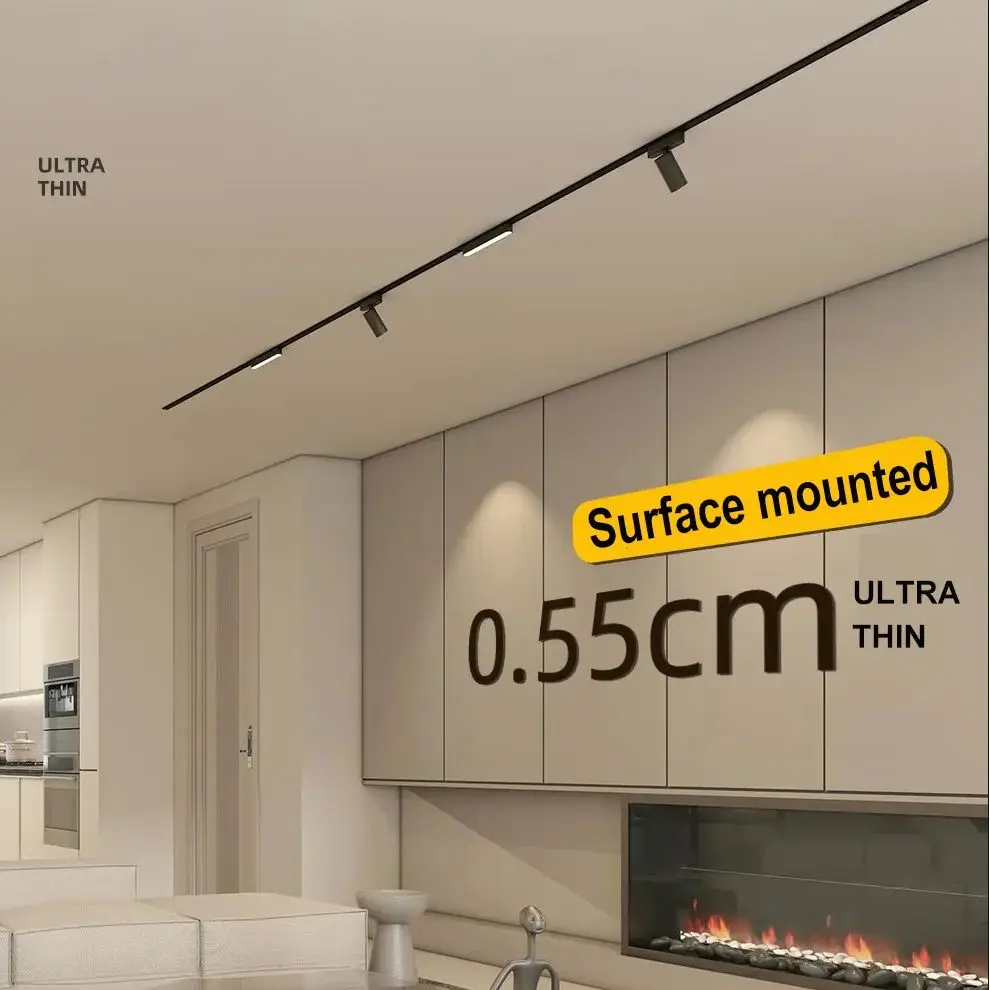 Rail 5mm Ultra thin Surface mounted For LED Magnetic Track Lighting Rail 5mm Ultra thin Surface mounted For LED Magnetic Track Lighting