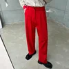 Red Suit Pants Men Fashion Social Mens Dress Pants Korean Loose Straight Wide Leg Pants Mens Oversized Formal Trousers M-XL 2