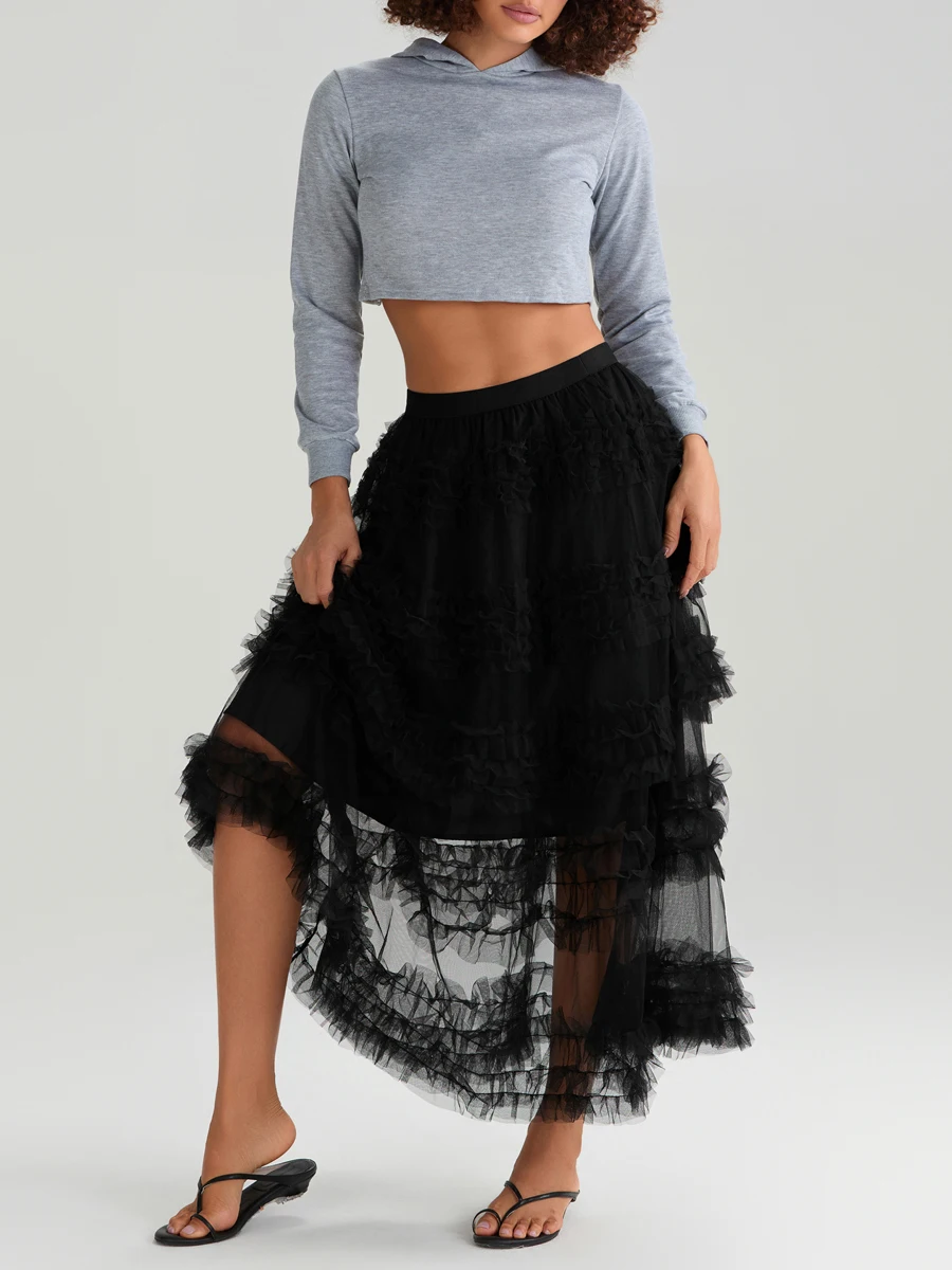 RAIVE ♥ Ruffle Detail Long Skirt /追跡付 207187752-1-red?$n_750w$&wid=