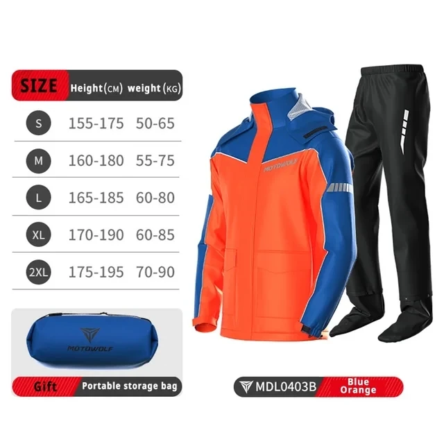 Rainsuit Motorcycle Split Waterproof Jacket and Pants Multicolor Reflective Portable Raincoat with Cap Hat Shoes Cover motorcycle raincoat motorcycle jacket