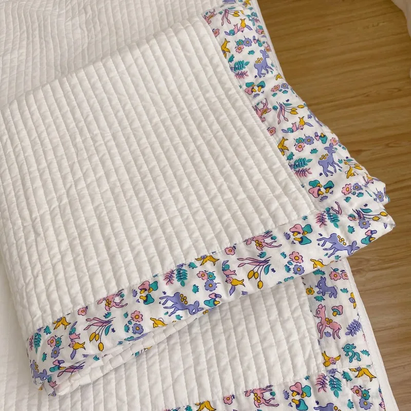 Korean Fashion Cartoon Deer Baby Bedding Blanket Cotton Crib Cover Sheet Kindergarten Mattress Game Mat Newborns Nursery