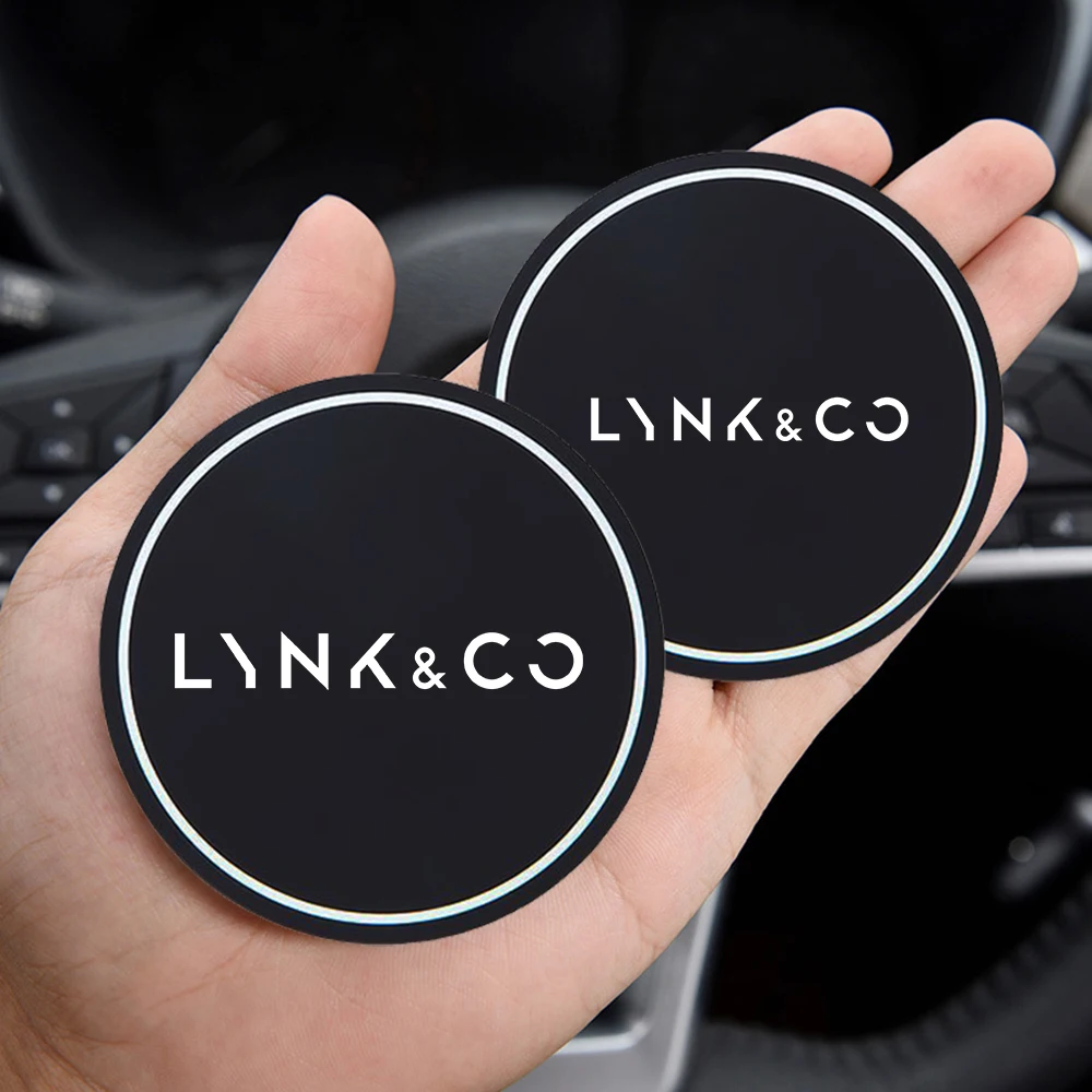 For Lynk & Co 05 01 02 03 06 Lynk&Co Non-slip Car Water Cup Pad Rubber Mat for Bottle Holder Coaster Auto Interior 2 pcs