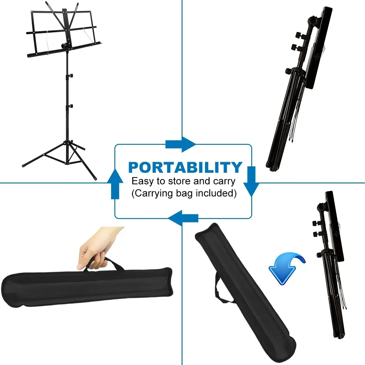 Music Stand Music Stand 2 in 1 Dual Use Folding Sheet Music Stand Desktop Book Portable and Lightweight