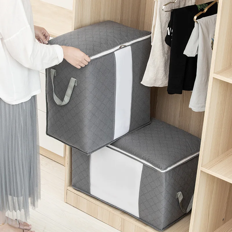 

Waterproof Portable Clothes Storage Bag High Capacity Thickened Non-woven Quilt Organizer Multi-functional Foldable Storage Box
