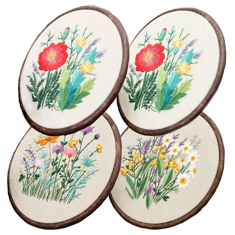 

1Set Hand Embroidery DIY Materials Package Novice Flower Vintage Cross Stitch Cloth Decor