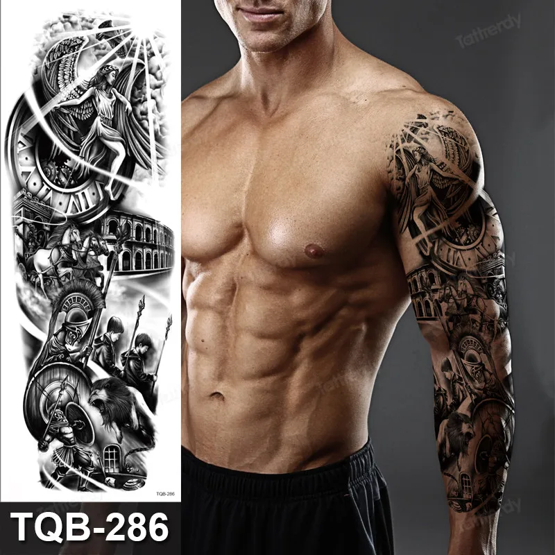 Waterproof Temporary Tattoo Sticker Big Totem Tiger Lion Wolf Rose Arm Tattoo Man Woman Leg Body Art Fake Tatuajes