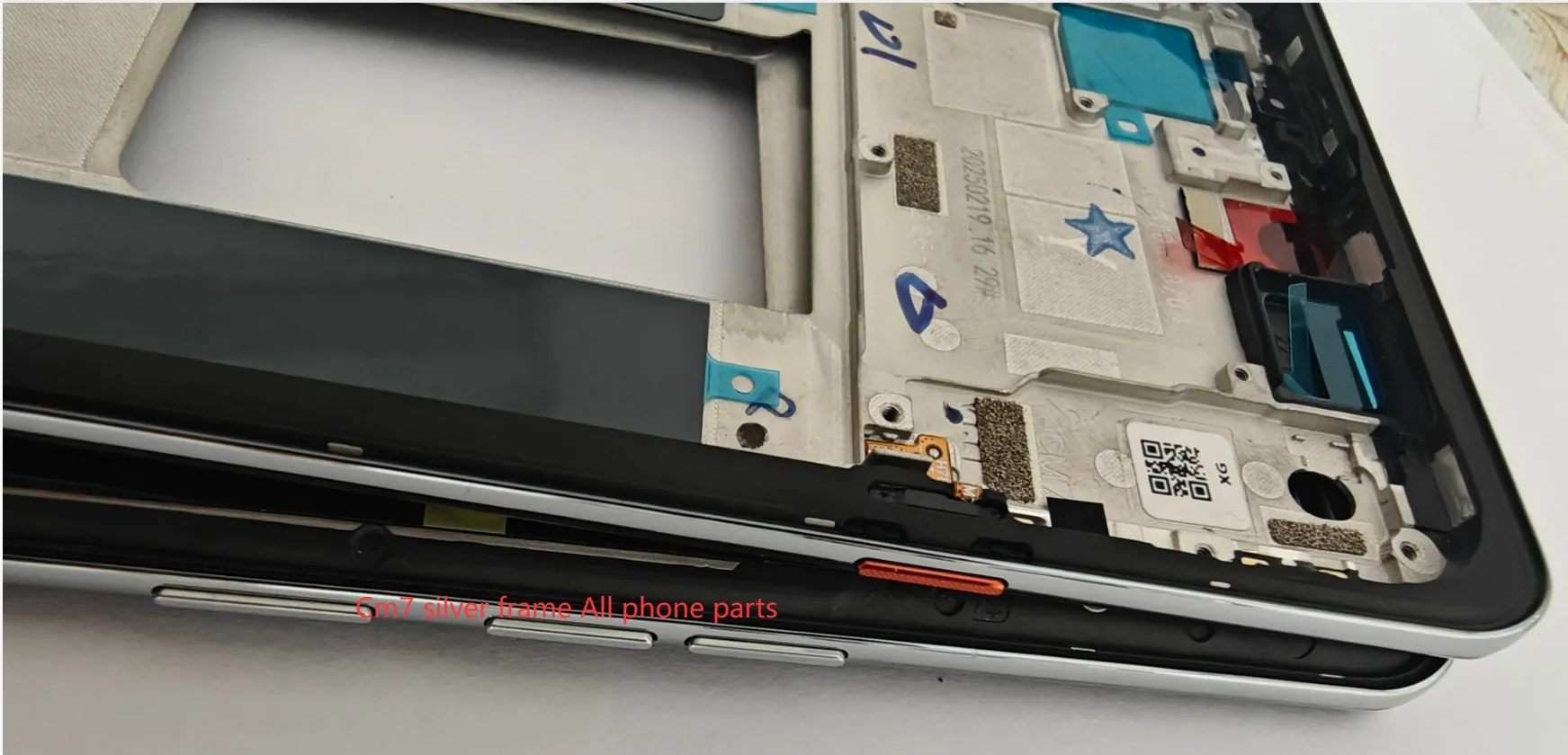 테크노 카몬 40 프로 5G 몰두라 CM7 LCD 전면 프레임 하우징 베젤 수리 부품용 사이드 버튼 키가 있는 중간 프레임