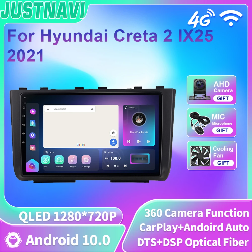 

Автомобильный радиоприемник JUSTNAVI QLED для Hyundai Creta 2 IX25 2021 Android автомобильный радиоприемник стерео Мультимедийный видеоплеер навигация Carplay