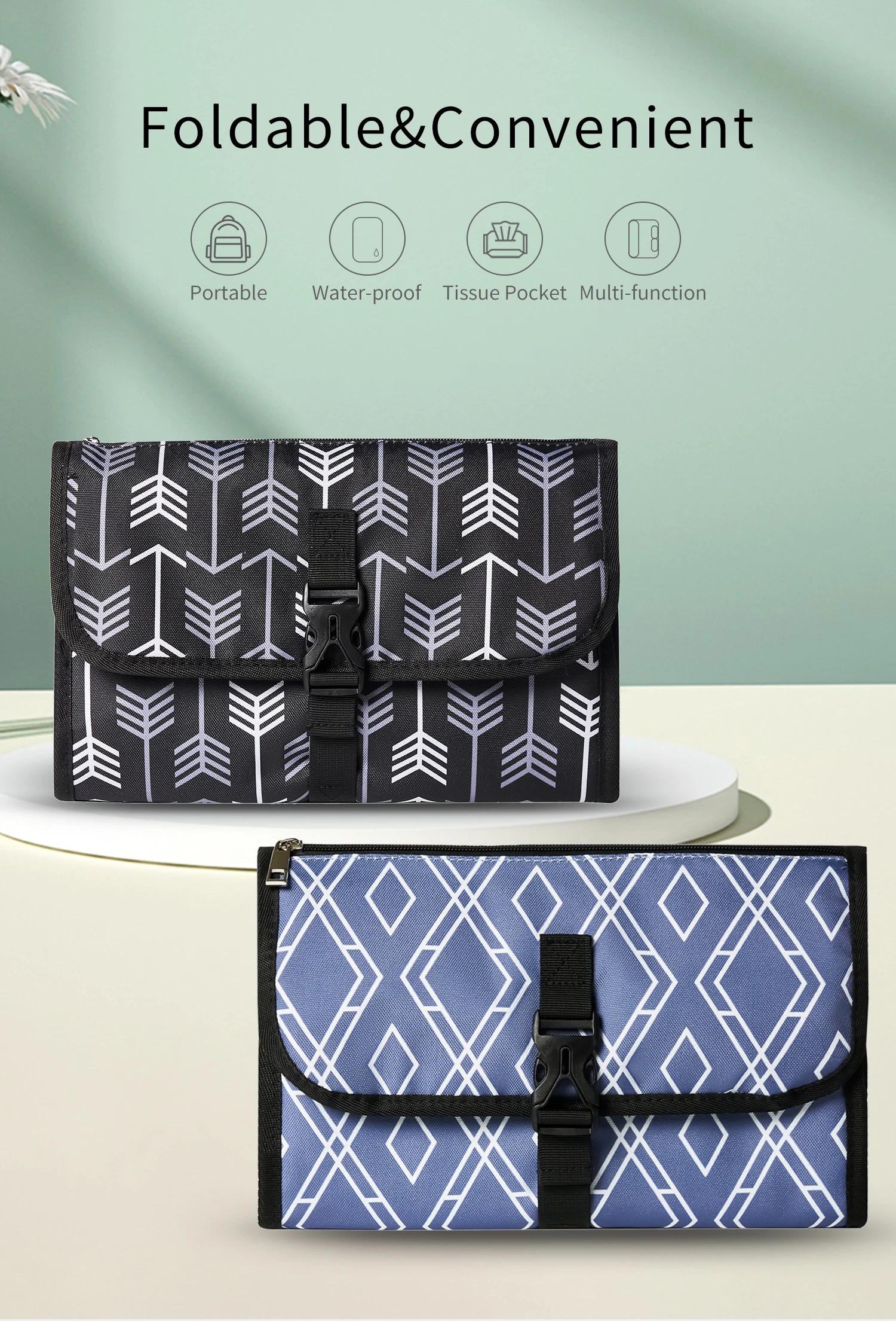 Description Picture 3 of itemINSULAR Baby Diaper Changing Mats Infant Nappy Mattress Travel Cushion Portable Foldable Washable Waterproof Reusable 3 Layers