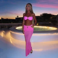 3 Pieces Bikini 2025 Sexy Women Swimsuit Swimwear Female Pink long Dress Bikini Set Thong Biquini Bathing Suit Swimming Suit 1