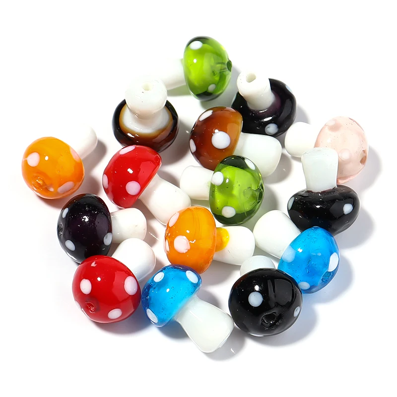 

Colored Mushroom Glass Beads For Jewelry Cute Loose Lampwork Bead Diy Handmade Earring Bracelets Necklace Making Supplies