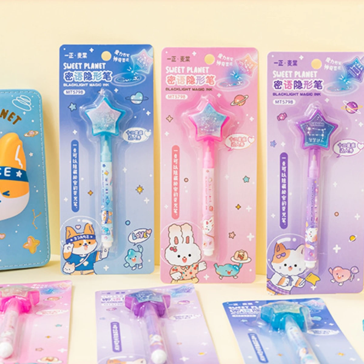3pcs/Set Star Image Magic Invisible Light Illumination Marker Creative Color Hand Pen Cartoon Creative Fluorescent Pen for Gift