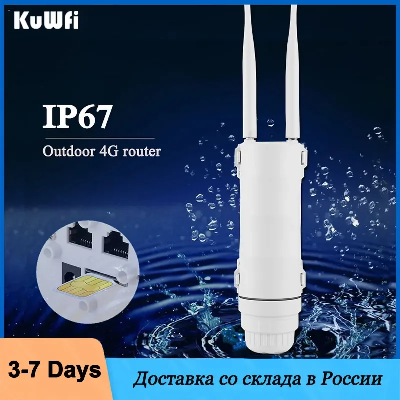 Kuwfi ao ar Livre 4g Wifi Router 150mbps ap sem Fio Wifi Extender Antena de Longo Alcance Ip67 à Prova d Água Repetidor Wifi com Cartão Sim