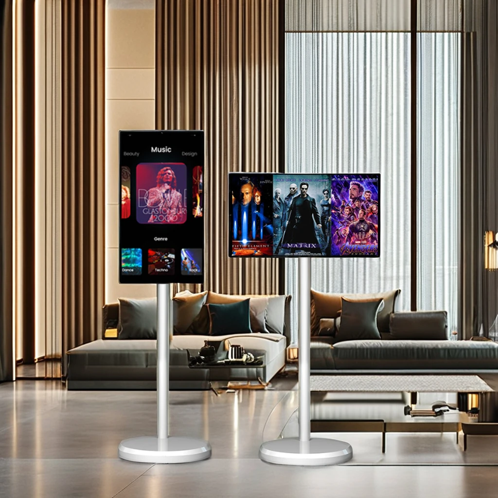 21.5 Inch 4Gb+64Gb Interactive Smart Television Rotatable Ultra Thin Touch Monitor Rechargeable Digital Portable TV