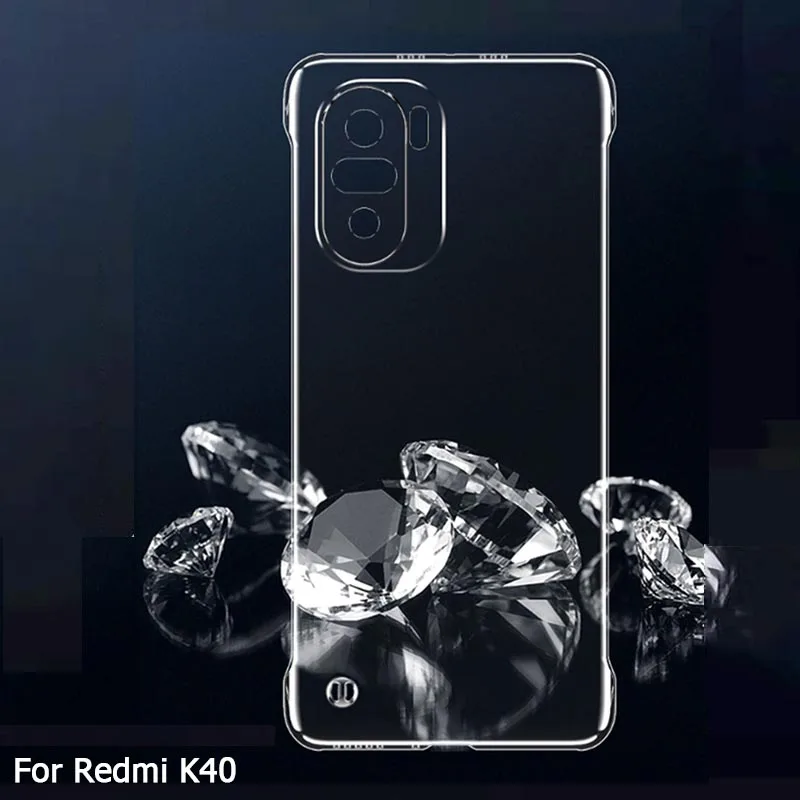 

2Pcs Ultra Clear Thin Frameless Phone Case For Xiaomi Redmi K40 Gaming K40 Pro Plus PC Back Camera Protector Cover Funda DIY