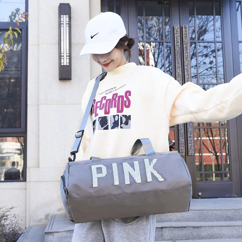 

New Sequins Pink Gym Bag Women Shoe Compartment Waterproof Sport Bags for Fitness Training Bolsa Sac De Sport Travel Bag