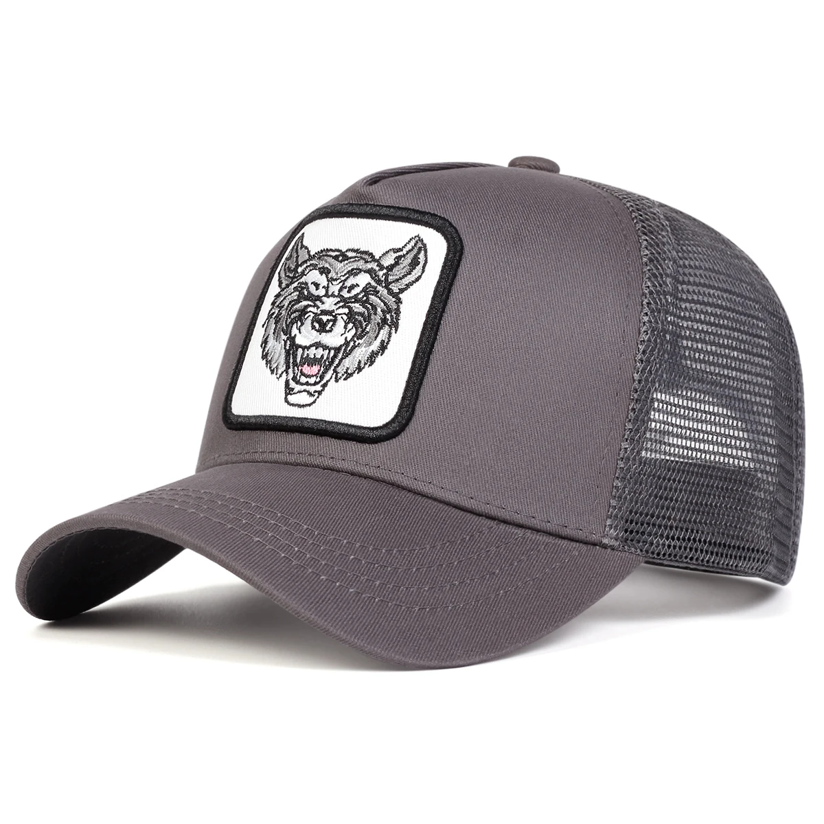 Unisex Wolf Embroidery Baseball Net Caps Spring and Summer Outdoor Adjustable Casual Hats Sunscreen Hat 5