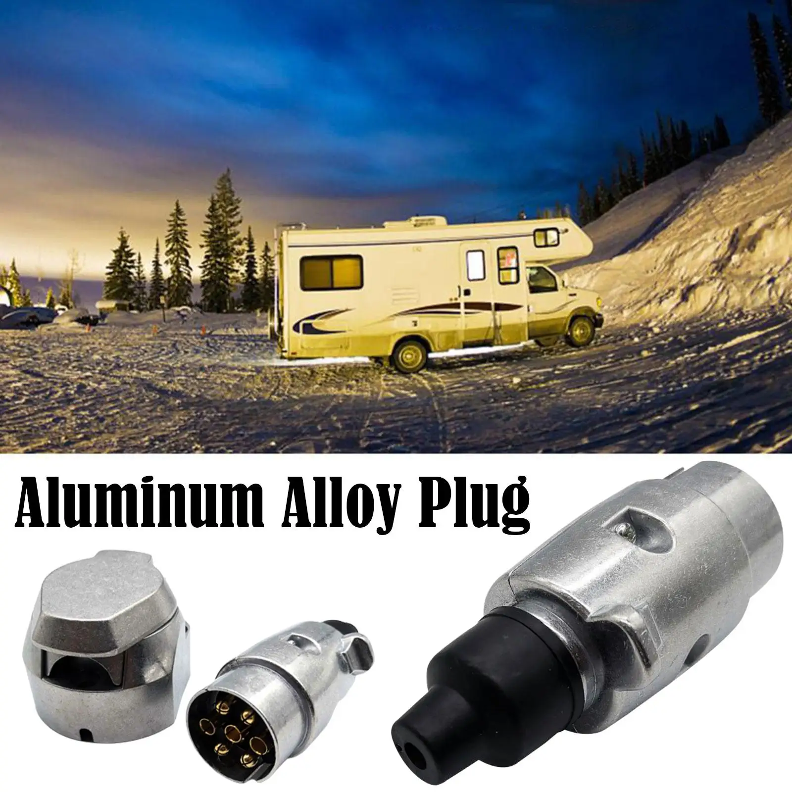 7 Pin Aluminium Alloy Plug Trailer Truck Towing Electrics 12V Connector EU Plug Waterproof Plugs Socket Adapter Protect trailer plug