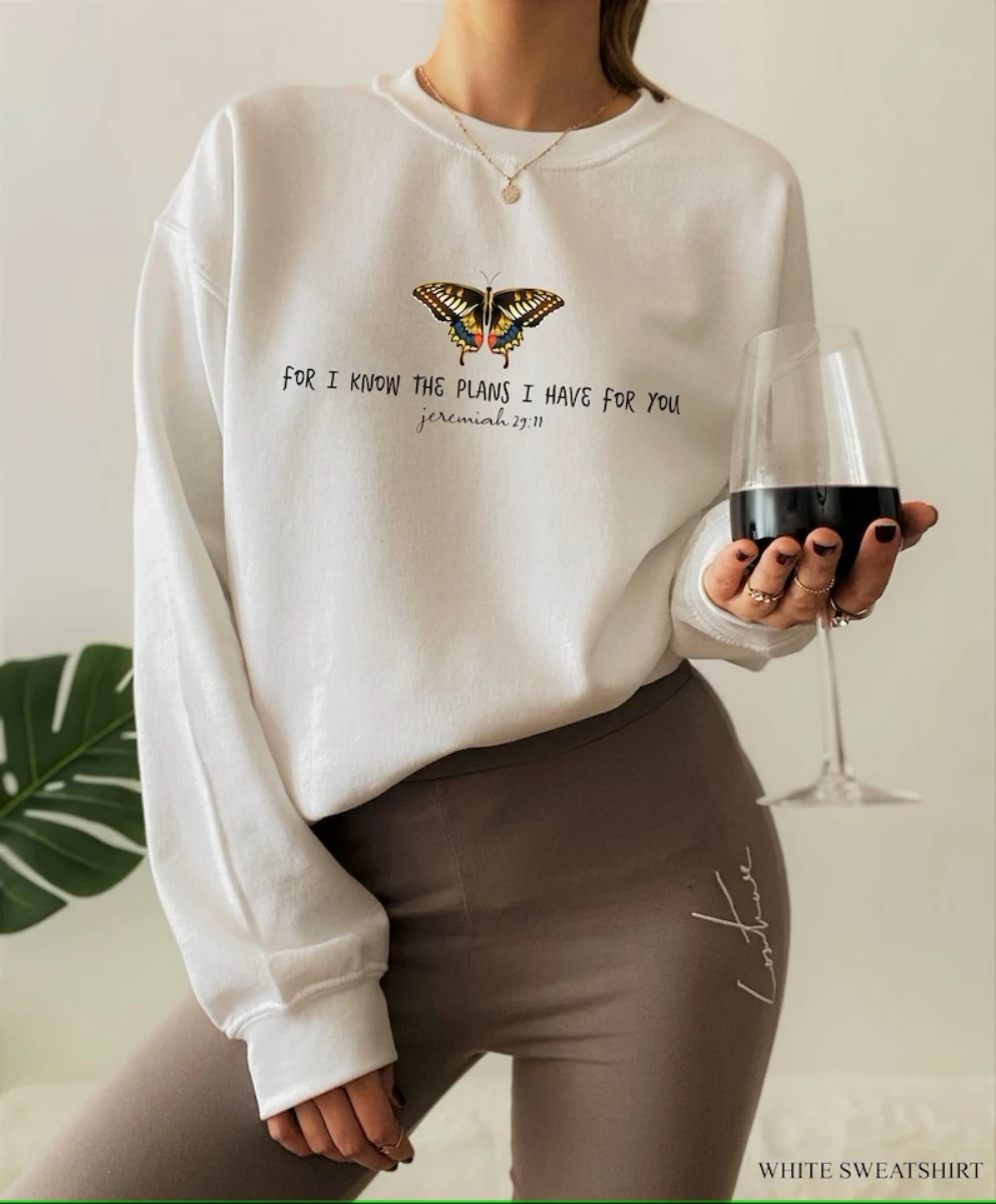 Women's Religious For I Know The Plans Sweatshirt Bible Verse Unique Trendy Christian Church Pullover Shirt Winter Clothes Women