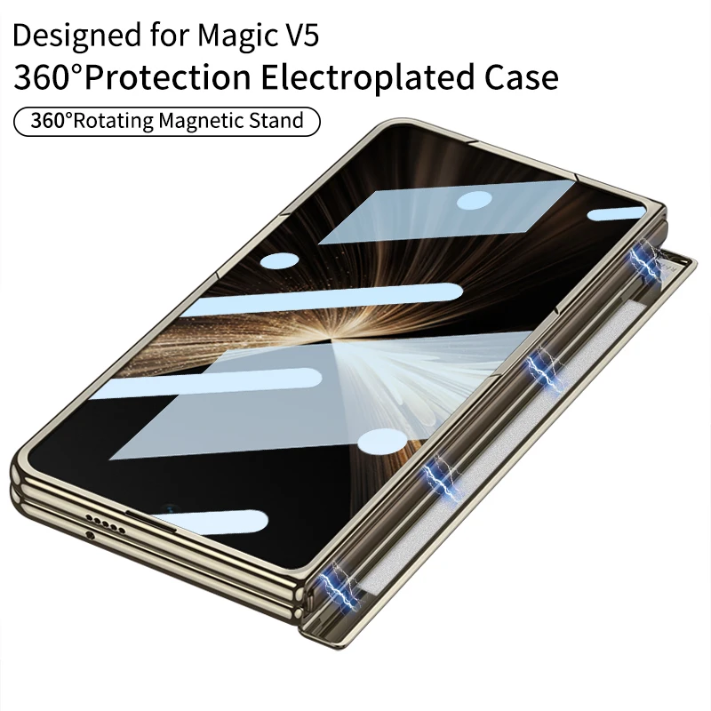 Enhanced Product Title:  
Electroplated Transparent MagSafe Case with Magnetic Rotating Ring Holder and Folding Hinge Featuring Tempered Film Cover
