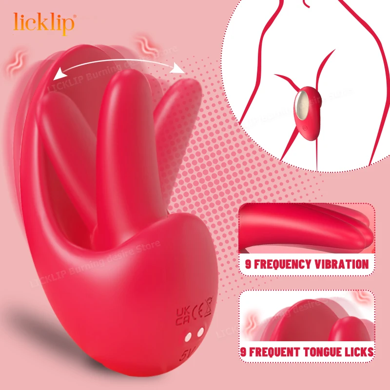 LICKLIP 9 Frequency Wiggling & Vibrating Clitoral Stimulator Tongue Licking Vibrator Silicone Sex Toys for Women Quick Orgasm