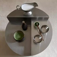 Table d'appoint minimaliste en métal pour canapé, Table basse ronde en acier inoxydable, Table d'appoint design, meubles de salon du milieu du siècle 6