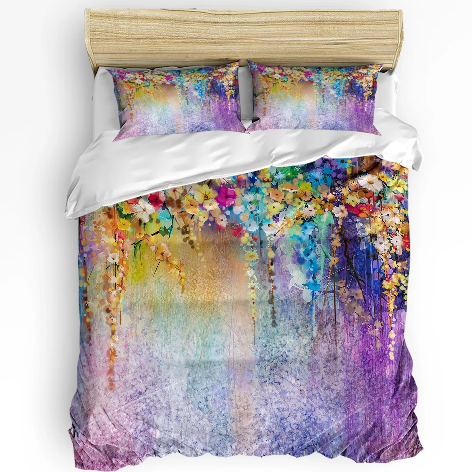 

Spring Vine Flowers Blue Purple Duvet Cover with Pillow Case Custom 3pcs Bedding Set Quilt Cover Double Bed Home Textile