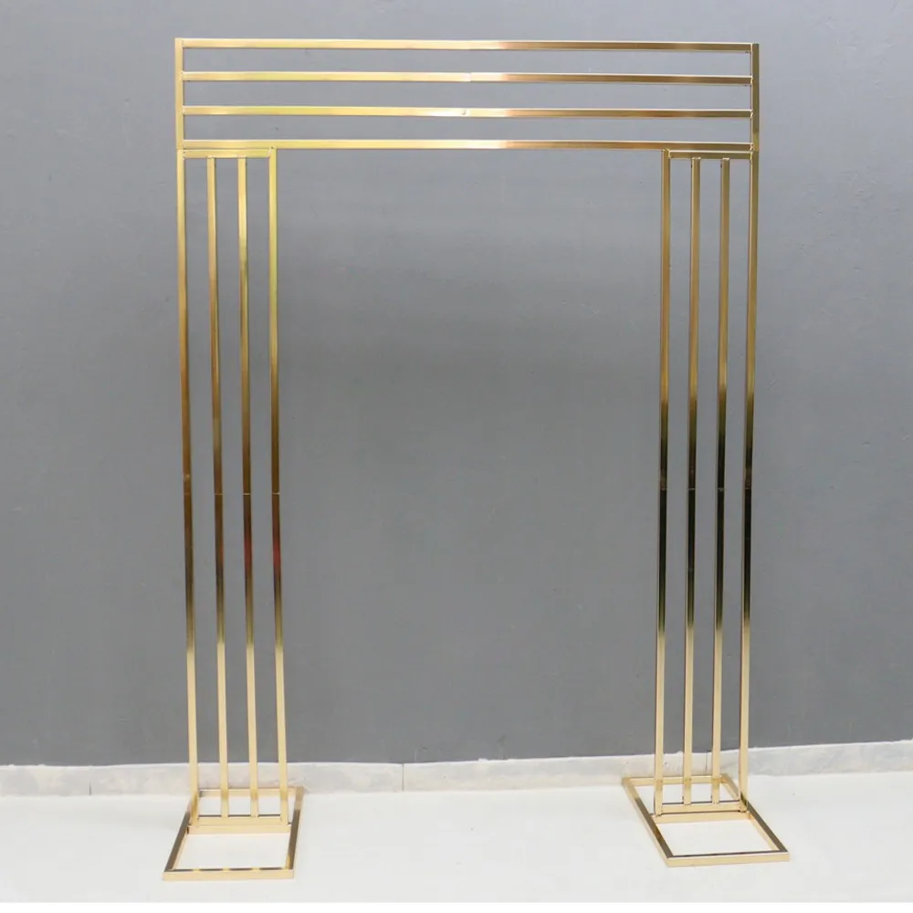 

2 M Gilded Backdrop Shelf Four-row Square Screen Frame Wedding Arch Iron Props Flower Door Stand Geometry Shelf Geometric Guide