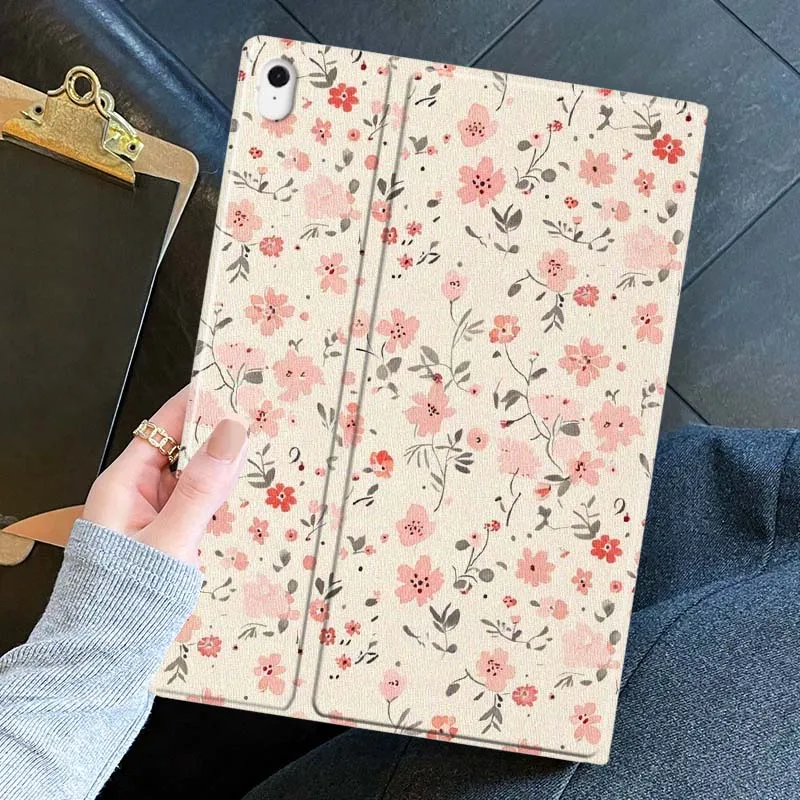 Cartoon Pink Flower Pattern Tablet Case Cover