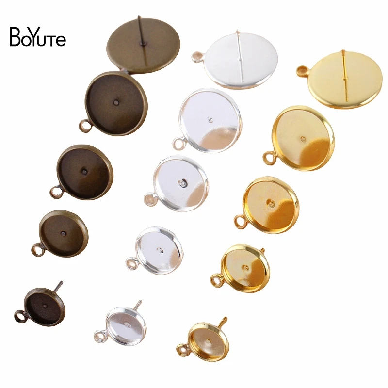 

BoYuTe (100 Pieces/Lot) Fit 8-10-12-14-16MM Cabochon Blank Earring Base Diy Stud Earring Settings