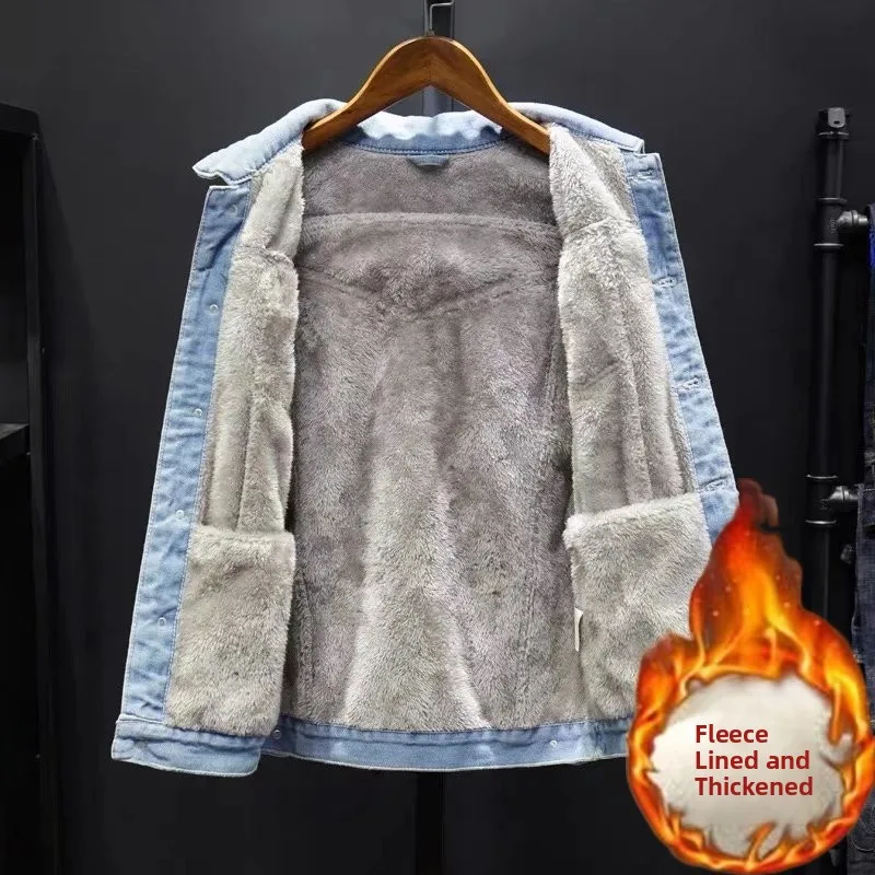 Thiened Fce Denim Jaet for Men Workwear Resistant to Dirt And Wear Suitable for Welding Workers in Construction Sites