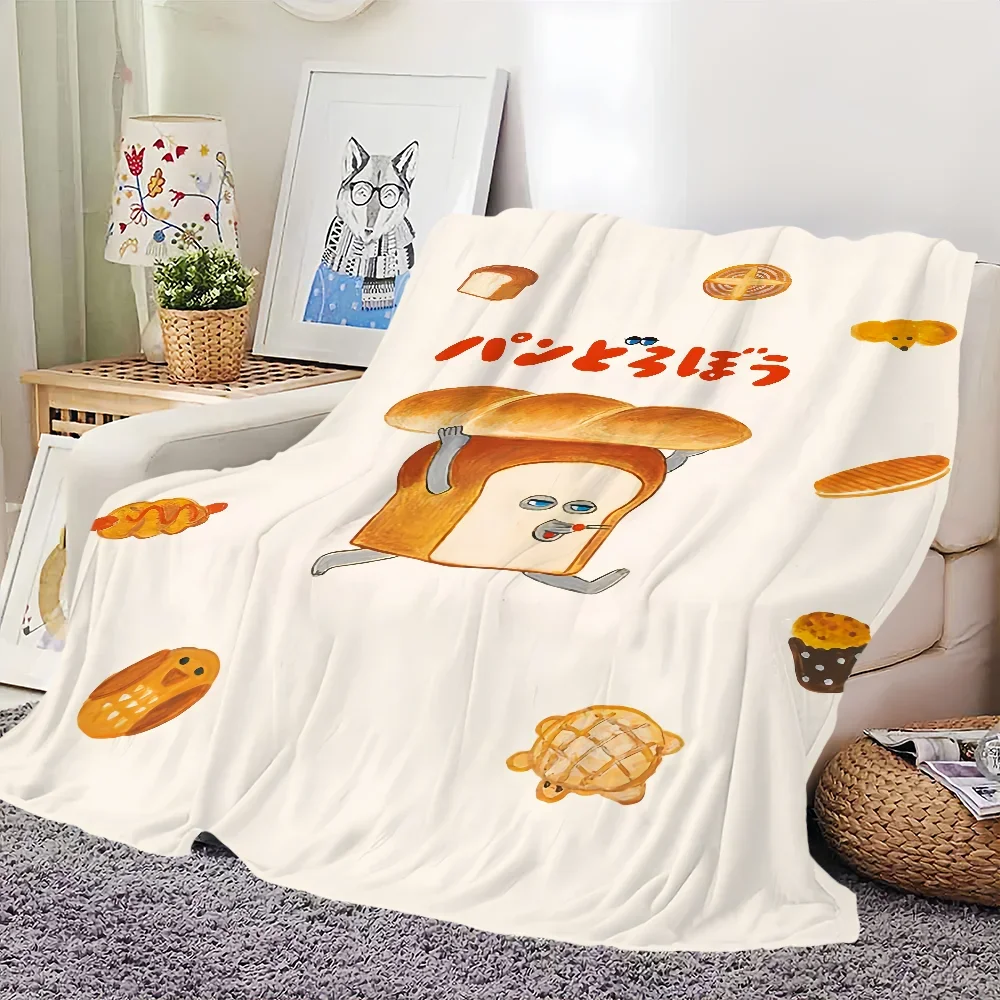 Flannel warm comfort  soft Picture plush Breads Thief blanket for sofa living room office bedroom travel book gift 3