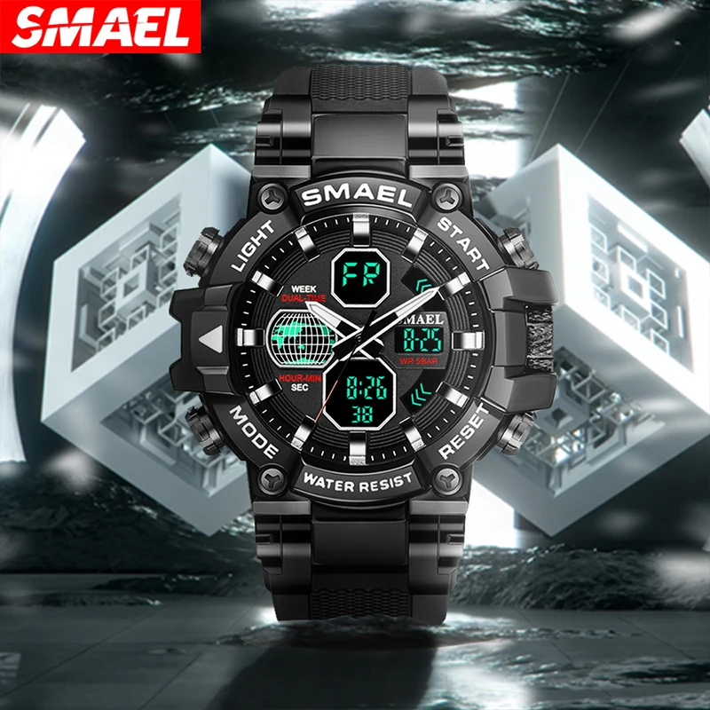 New Men's Military Young students Waterproof Sports Digital LED Double Display Quartz  Large Watch