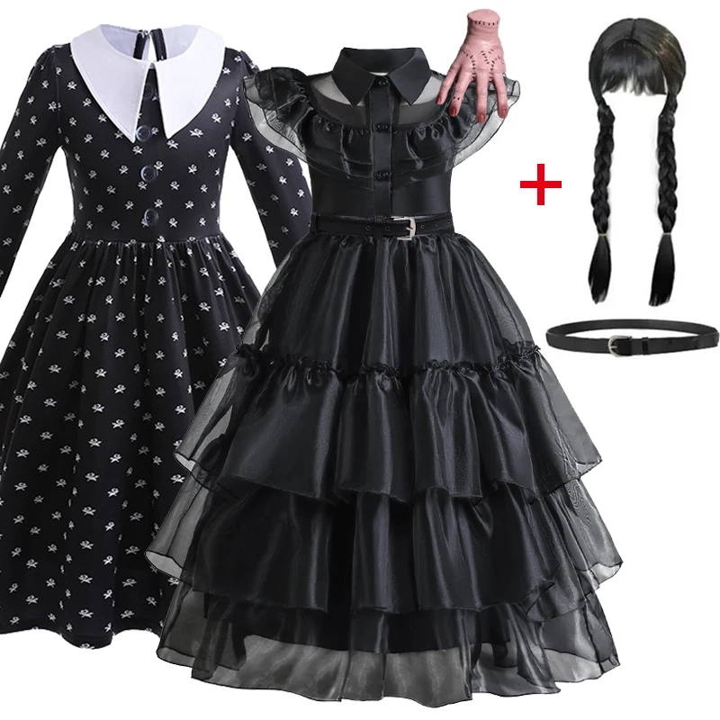 Movie Wednesday Cosplay For Girls Balck Wednesday Dress Girl Birthday ...