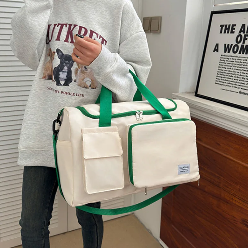 Travel Bag with Contrasting Colors Foldable Fitness Bag Short Distance Boarding Accommodation Dry Wet Dualpurpose Colorful