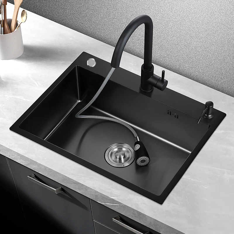 304 Stainless Steel Kitchen Sink Topmount Single Bowl With Kitchen Faucet Drain Accessories