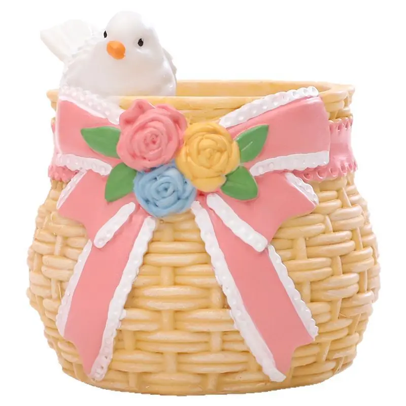 1pc 10*8*8cm Cute Imitation Crochet Pencil Holder Creative Study Desk Office Desktop Storage Decoration Cute Cartoon Small Gift