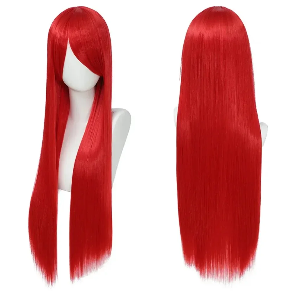 Neue 80cm Lange Synthetische Weiß-Lila Cosplay-Perücken Grünes Haar Glattes Rosa Haarteil Lolita-Perücke mit Pony Anime-Styling – Detail 24