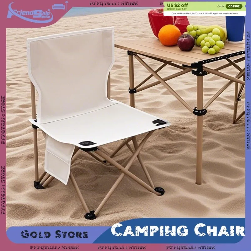 Folding Chair Folding Camping Chair Portable Oxford Cloth Chairs with Side Pocket High Load Fishing Chair Outdoor Travel Hiking Picnic Chairs