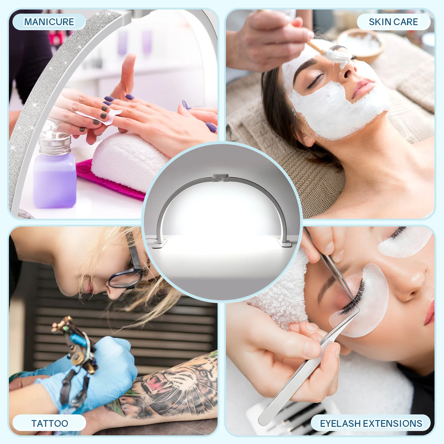 Nail Table Lamp With Diamond Manicure Desk Lamp With Remote LED Half Moon Light For Nails Art Tattoo Salon Eyelash 6