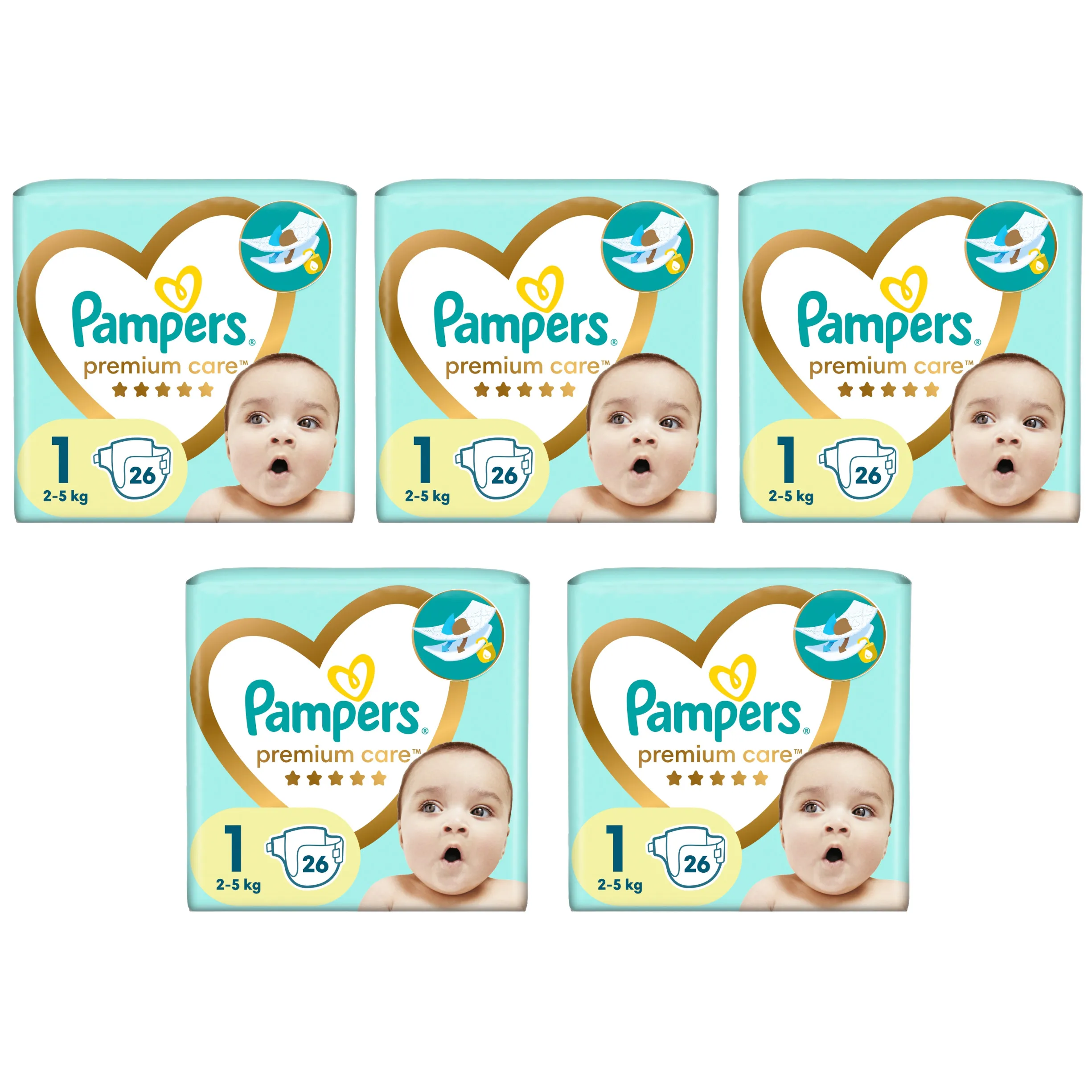 5x PAMPERS Premium Care Roz (2-5 kg) 26 PCs AliExpress