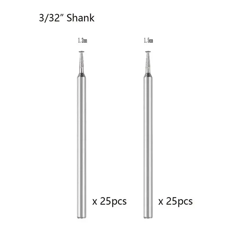 새로운 50개 T자형 다이아몬드 버, 25개 1.2mm T 버와 25개 1.5mm T 버 포함