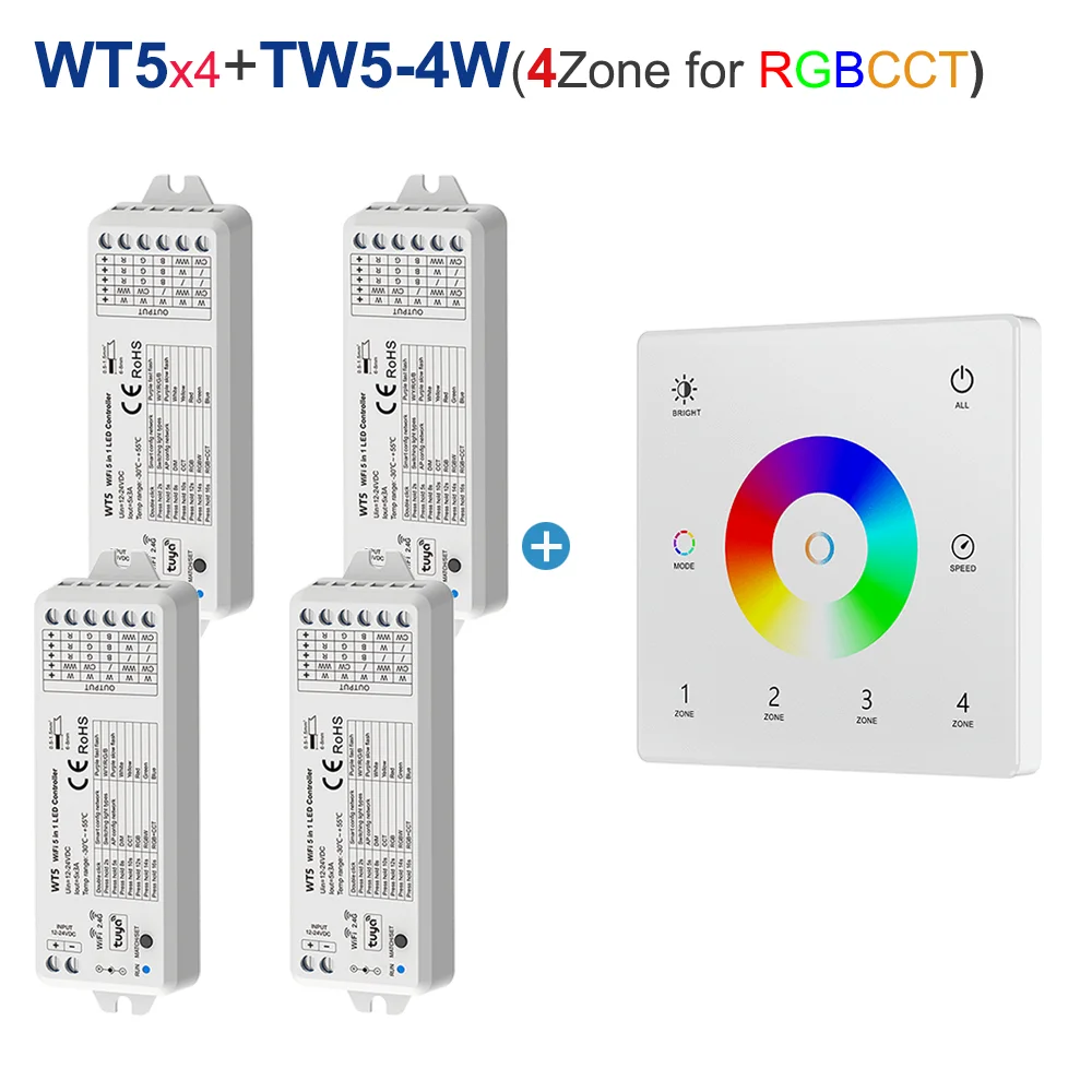Enhanced Smart LED Controller with Touch Panel Remote - 5-in-1 WiFi & RF Technology