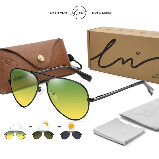 LM 브랜드 항공 광변색 편광 선글라스 – 안전 운전에 이상적인 선택