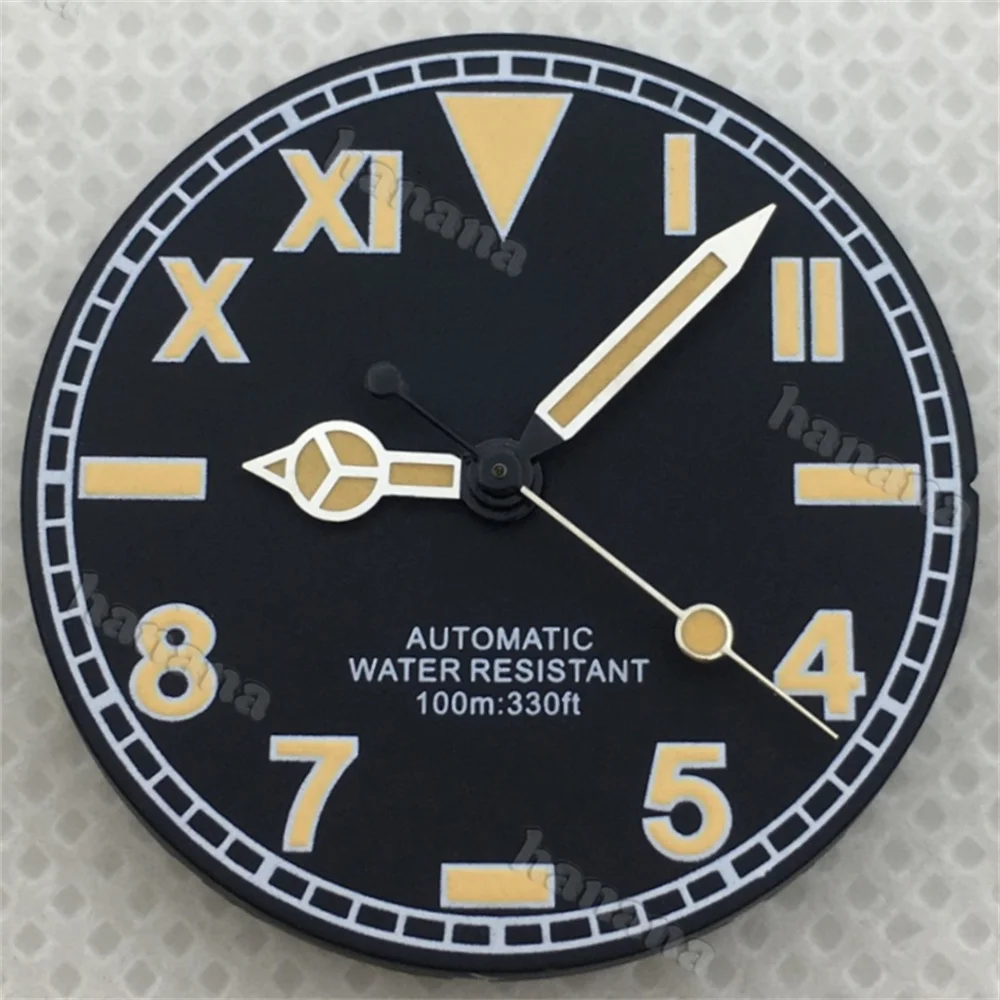 Retro Matte Dial - 29mm Green Luminous Hands for High-Quality Watch Modification